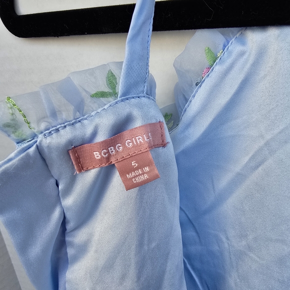 BCBGirls Light Blue Floral Embroidered 5T Girls Dress - Picture 6 of 8